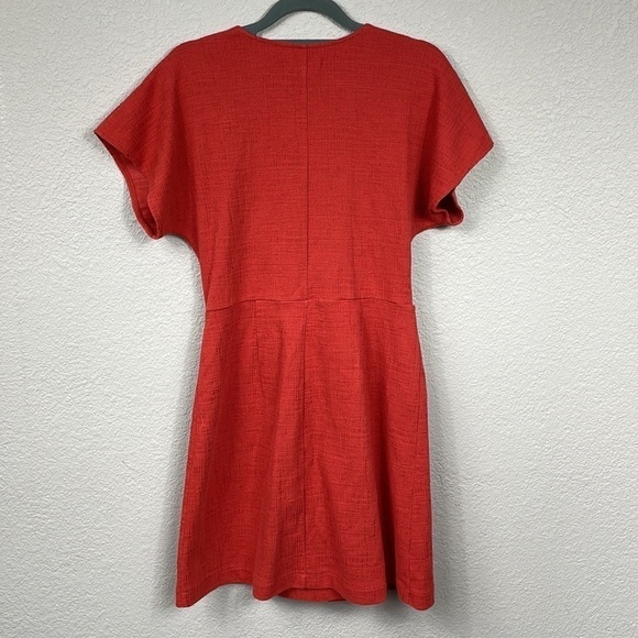 Madewell Cross Front Flutter Sleeve Mini Dress Etruscan Clay Sz S - Picture 6 of 12